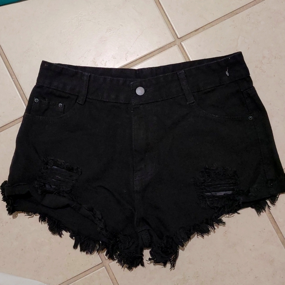 Shein black jean shorts